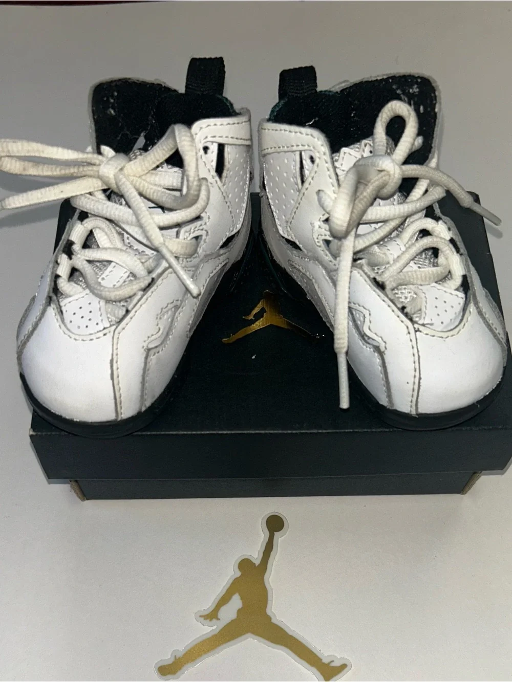 Jordan White and Black Baby High-Top Sneakers